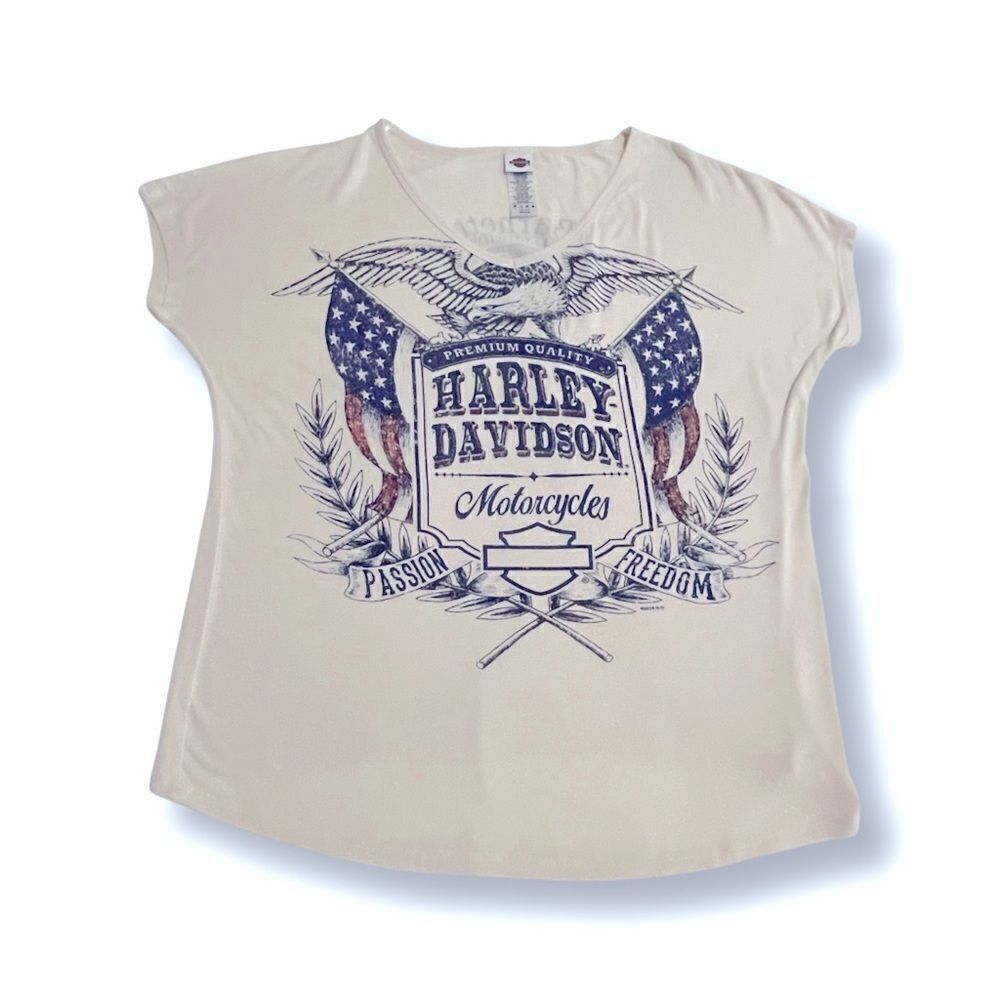 Harley Davidson Women’s Patriotic Silk-Screened T- Shirt • Medium